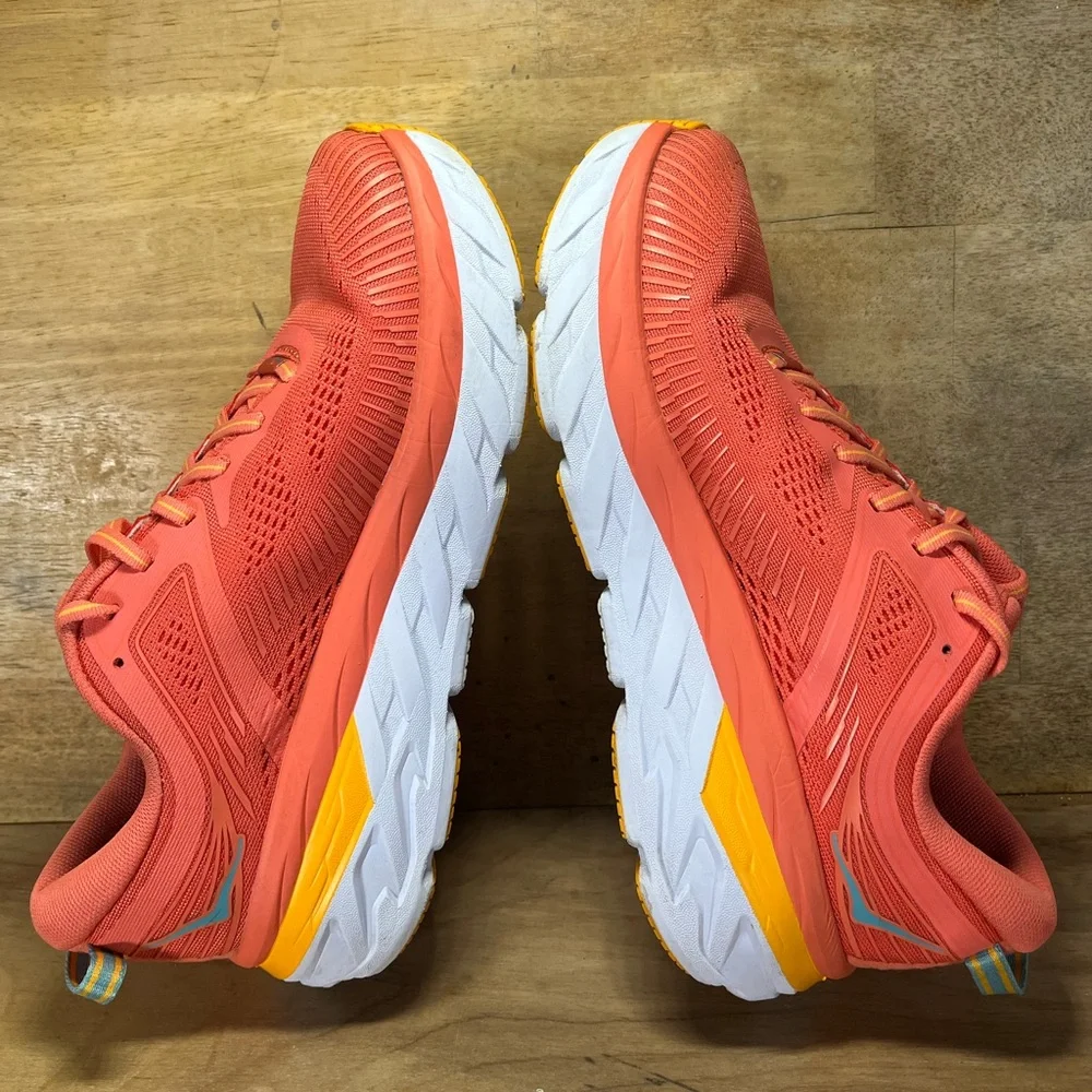 Hoka One One Bondi 7 CUSHIONED Womens Size 9 Running Shoes Sneakers Coral - Picture 6 of 12